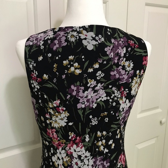 Chaps Ralph Lauren Black Floral Bateau Neck Mermaid Midi Dress 10 - Picture 6 of 15